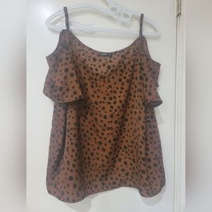 Shein Curve cold shoulder top, animal print